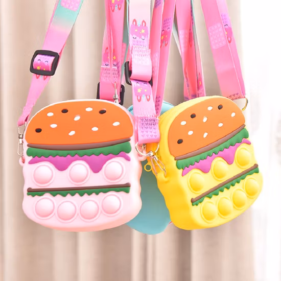 Sac messager pour Hamburger, sac de rangement pour presse à doigts en Silicone, dessin animé