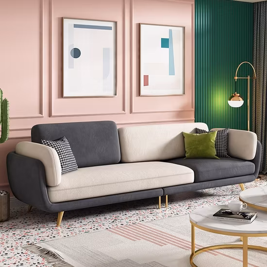 Villa contemporaine moderne de luxe, ensemble de salon italien, canapé d'angle en tissu, meubles de maison modernes