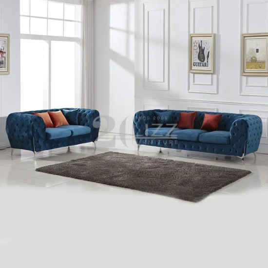 Meubles commerciaux de chaise de sofa de tissu de velours de Chesterfield de luxe